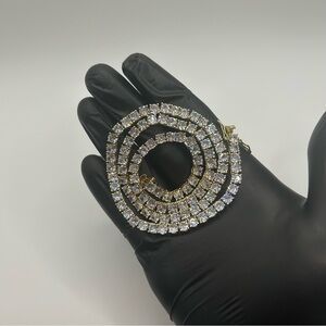 Moissanite Gold Tennis Chain Miami Iced Out Necklace VVS1 5mm 20 Inch Brand Newy